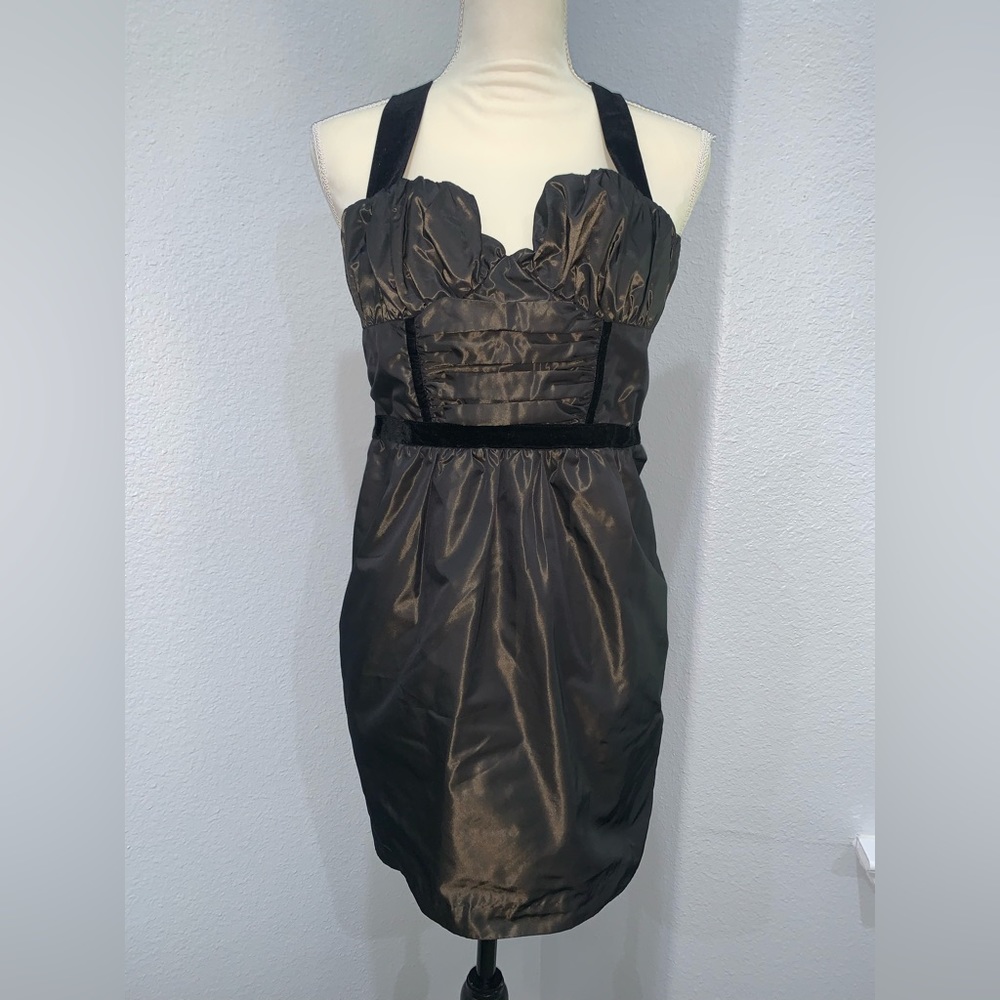 Bcbgeneration Halter Dark Chocolate Cocktail Dres… - image 1